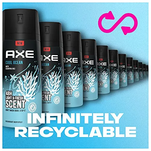 AXE Body Spray Deodorant For Long Lasting Odor Protection Cool Ocean All Day Fresh Scent Men's Deodorant Formulated Without Aluminum 4.0oz