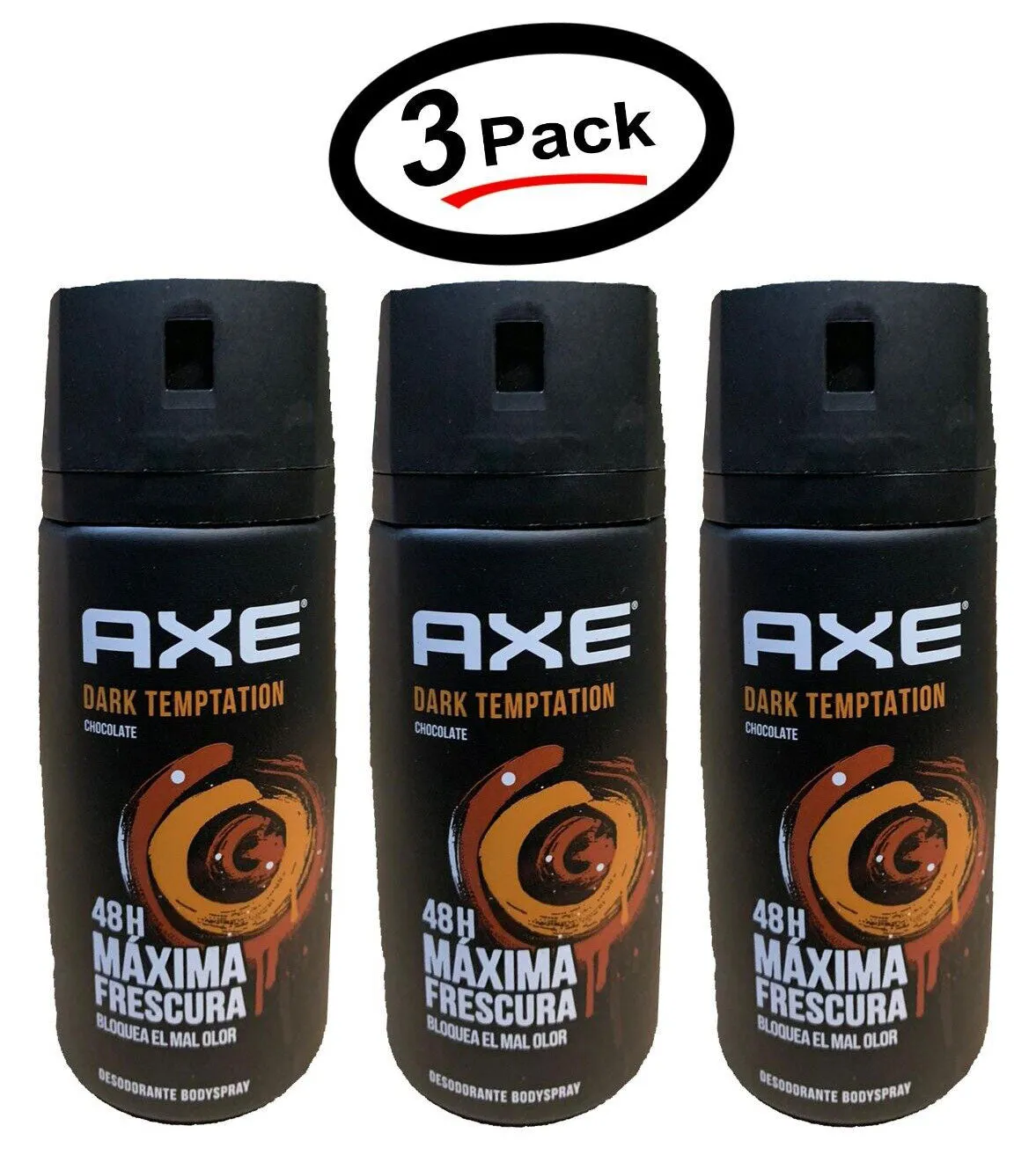 Axe Dark Temptation Chocolate Deodorant Body Spray 150ml/5.07oz (3 Pack)