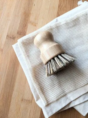 Bamboo Kitchen Cleaning Short Pot Scrub Brush
