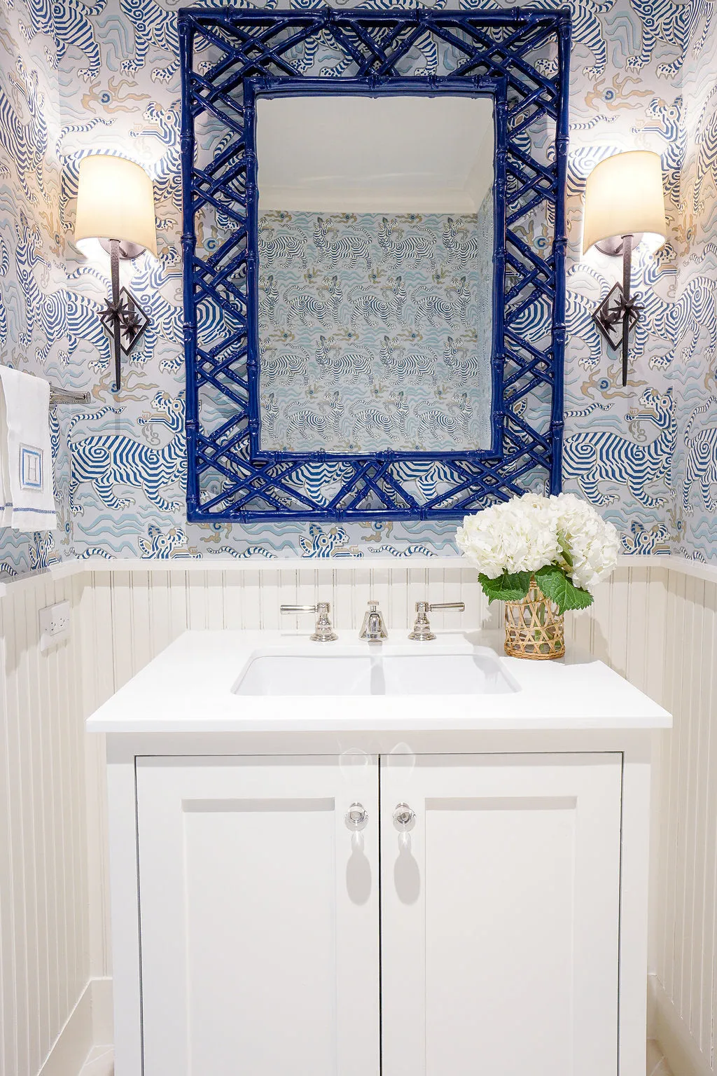 Bamboo Mirror in Blue