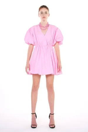 Betsy Bubblegum Pink Bubble Puff Sleeve Dress