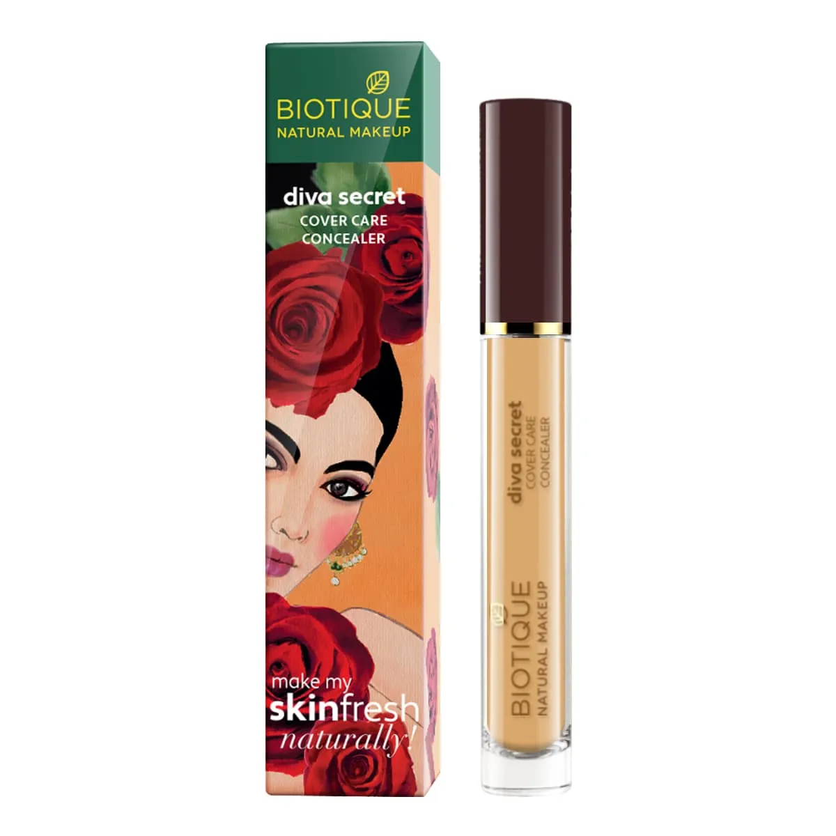 Biotique Natural Makeup Diva Secret Cover Care Concealer, Iced Ivory, 3.5ml