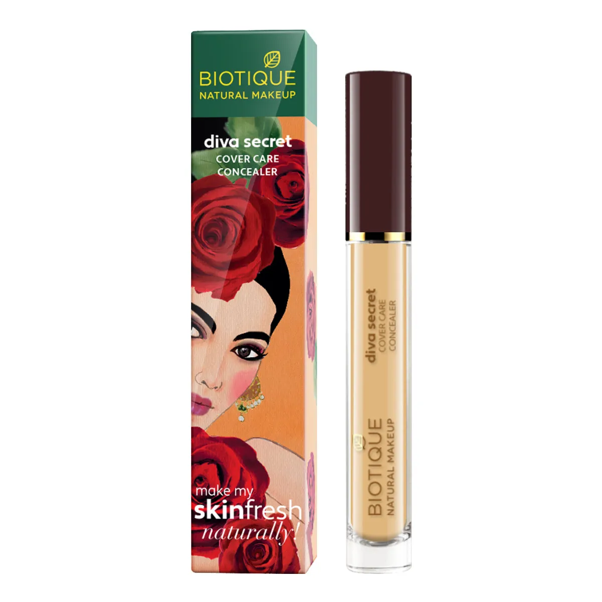 Biotique Natural Makeup Diva Secret Cover Care Concealer, Iced Ivory, 3.5ml