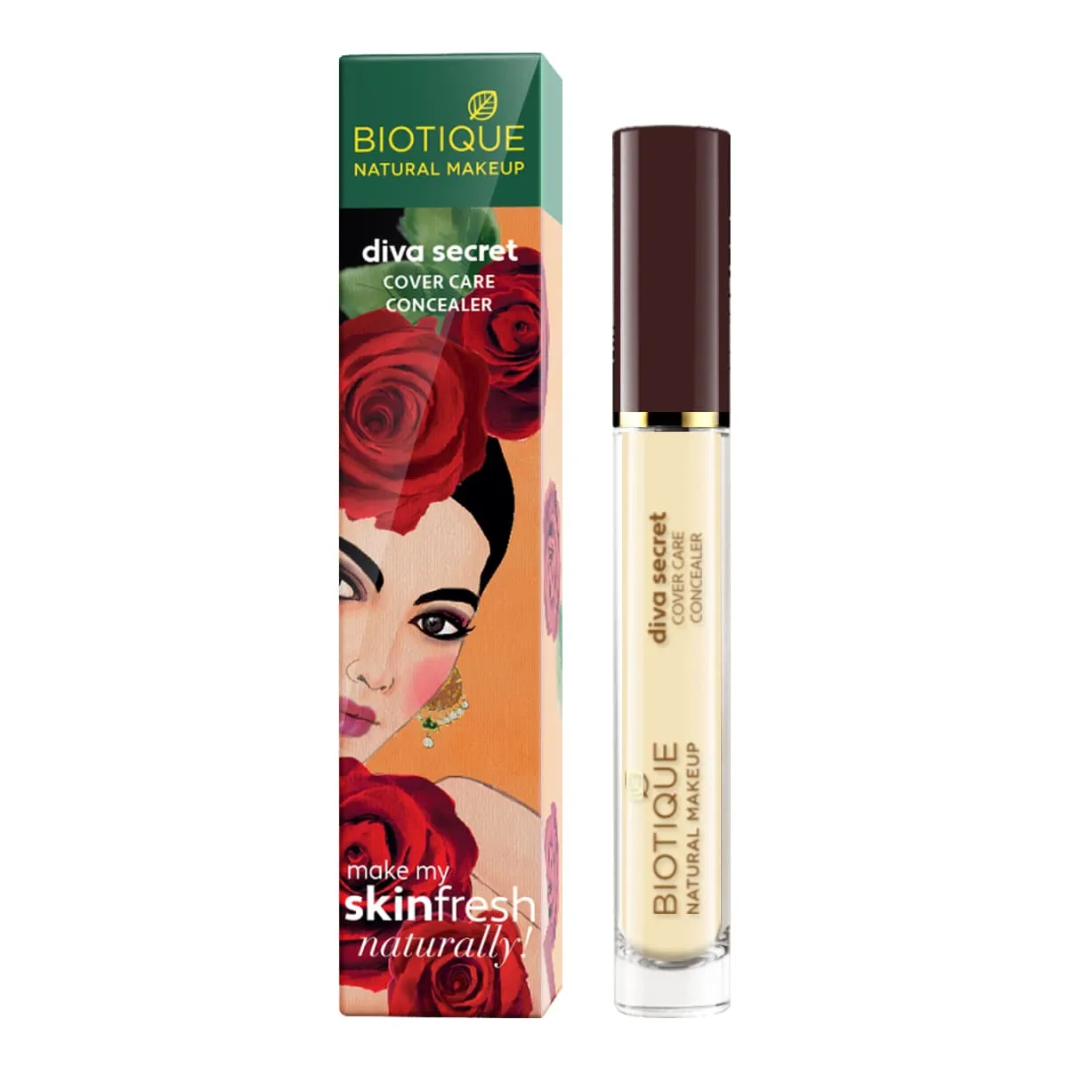 Biotique Natural Makeup Diva Secret Cover Care Concealer, Iced Ivory, 3.5ml