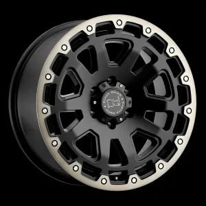 Black Rhino Razorback 17X9 8X180 12mm Matte Black W/ Machined Dark Tint Lip