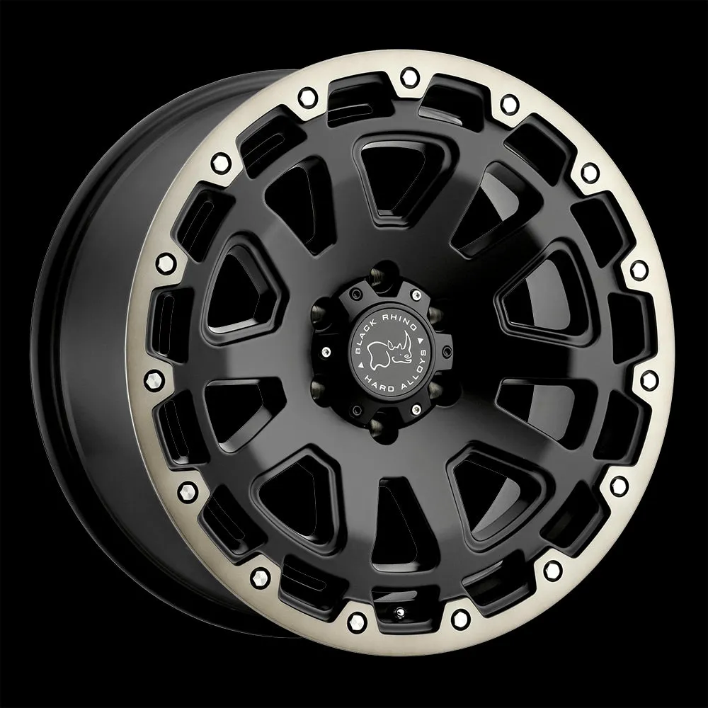 Black Rhino Razorback 17X9 8X180 12mm Matte Black W/ Machined Dark Tint Lip