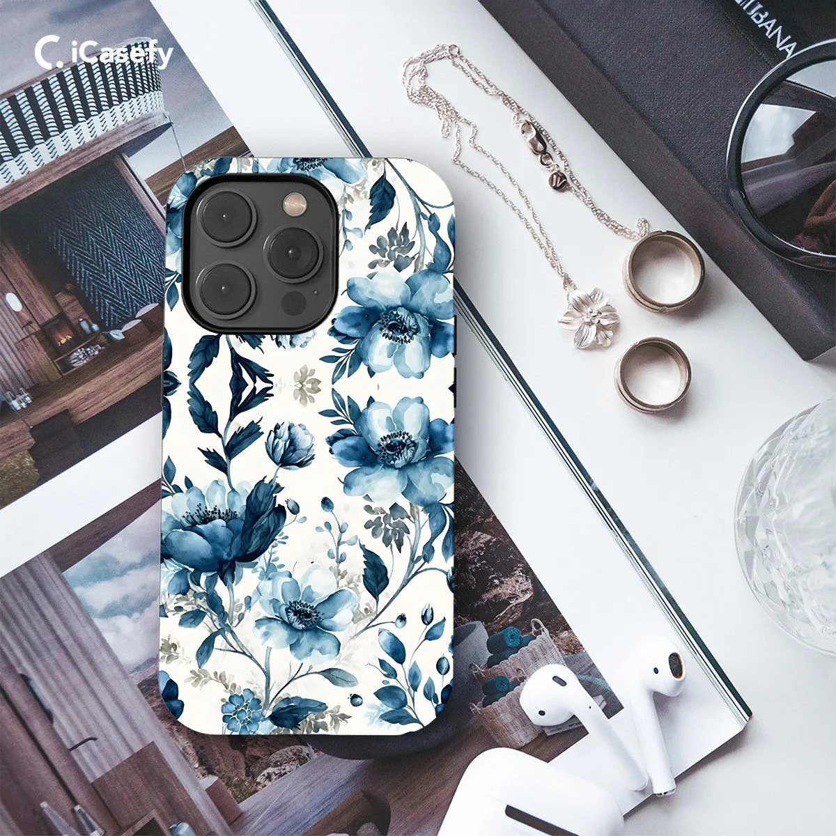 Blue Floral Phone Case iPhone Samsung Pixel & More