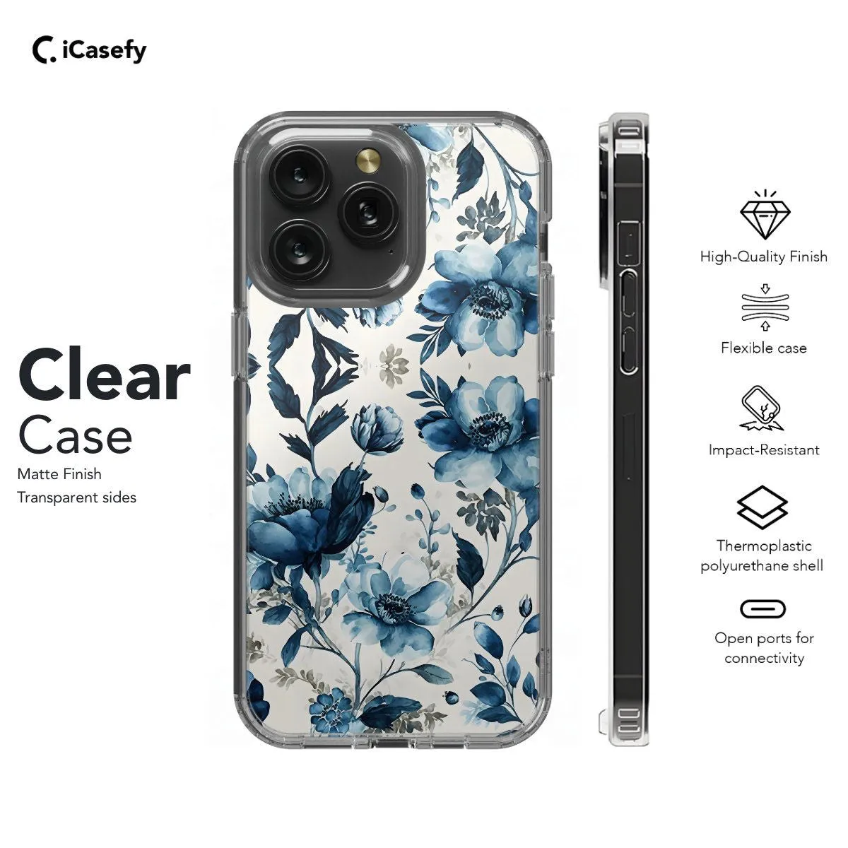 Blue Floral Phone Case iPhone Samsung Pixel & More