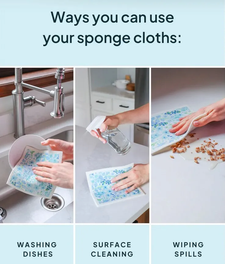 Blue Nature Bee Sponge Cloth Set