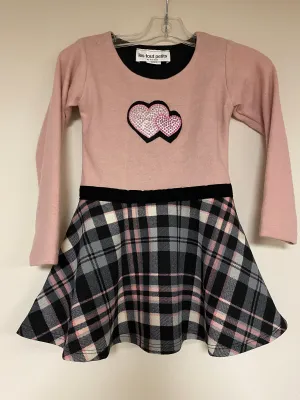 Blush/Blush Plaid Skater Dress /Heart