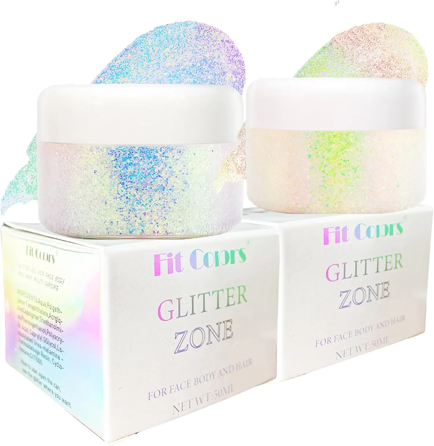 Body Face Glitter Gel Makeup: Holographic Body Face Hair Glitter Gel for Women Kids 100ml Lip Eyeshadow Glitter Gel Shimmer for Singer Concerts Disco Festival (1#Golden Ocean&2#Neon Pink)