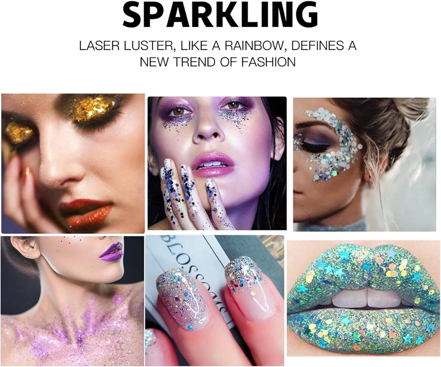 Body Glitter Gel, Joyeee 2pcs Face Glitter Body Gel Sequins Shimmer Liquid Eyeshadow, Chunky Glitter for Face Hair Nails, Holographic Cosmetic Laser Powder Festival Glitter Makeup 50ml