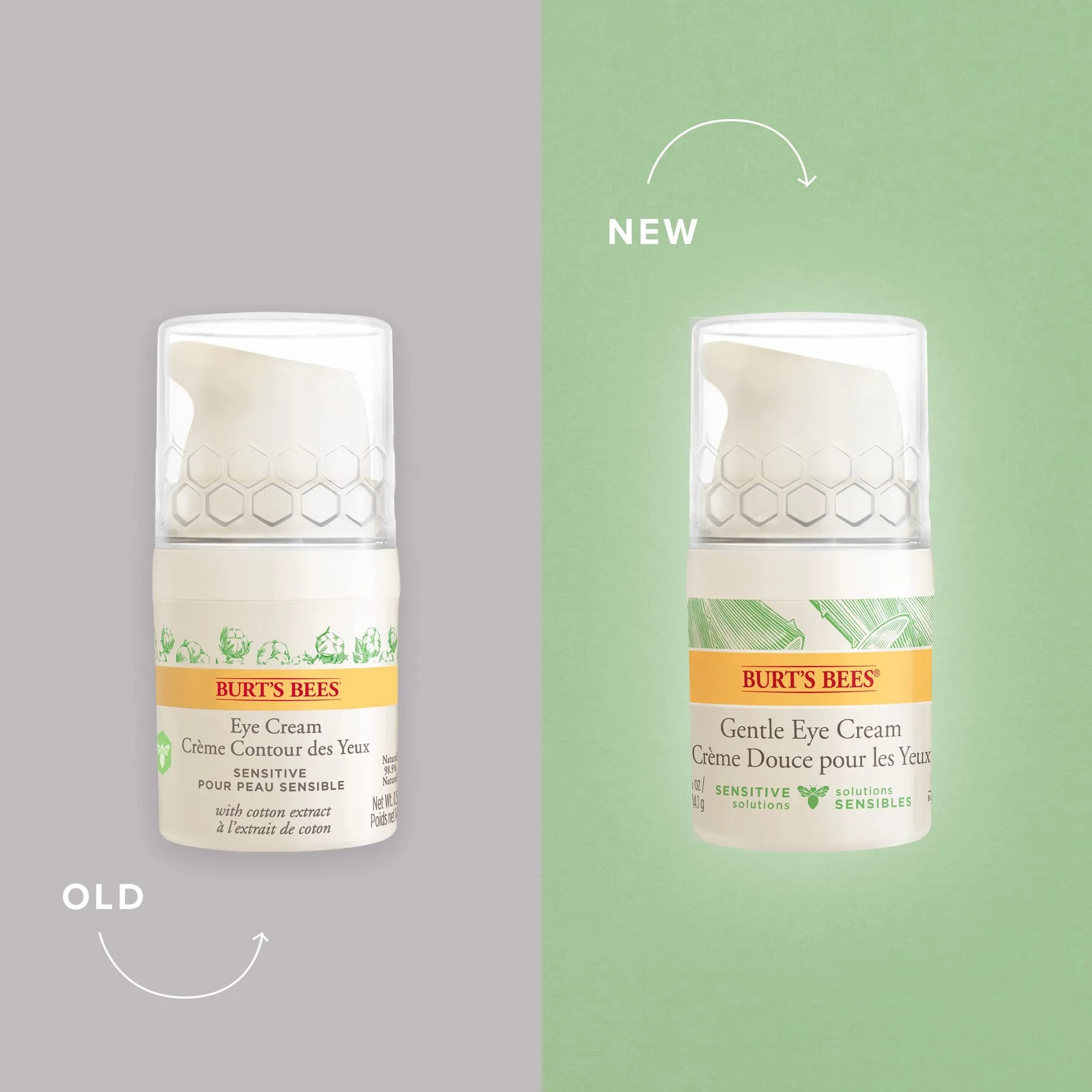 Burt's Bees Eye Cream for Sensitive Skin with Cotton Extract 98.9% Natural Origin, Developed with Dermatologists, 14.1g