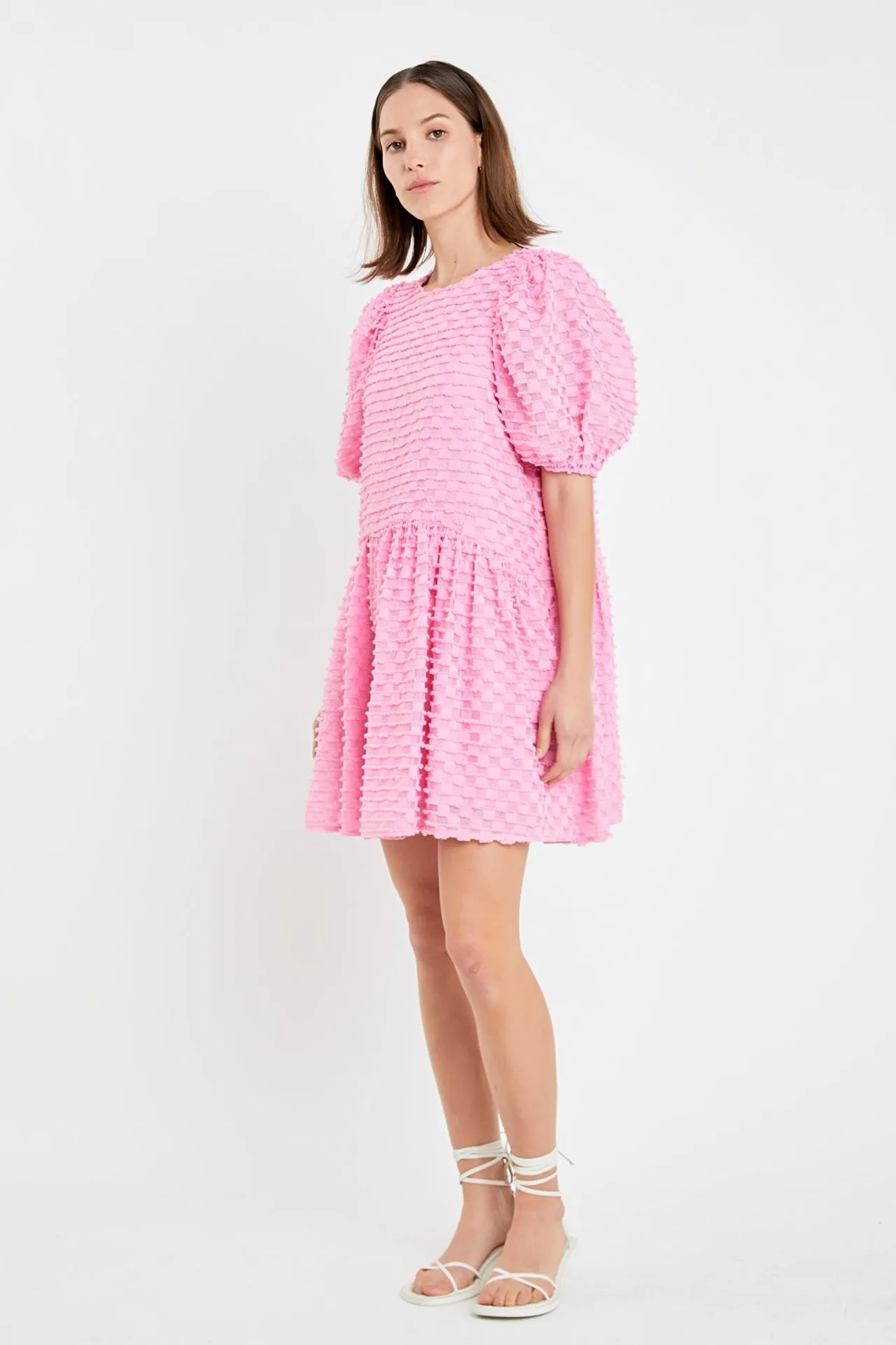 Check Baby Doll Mini Dress