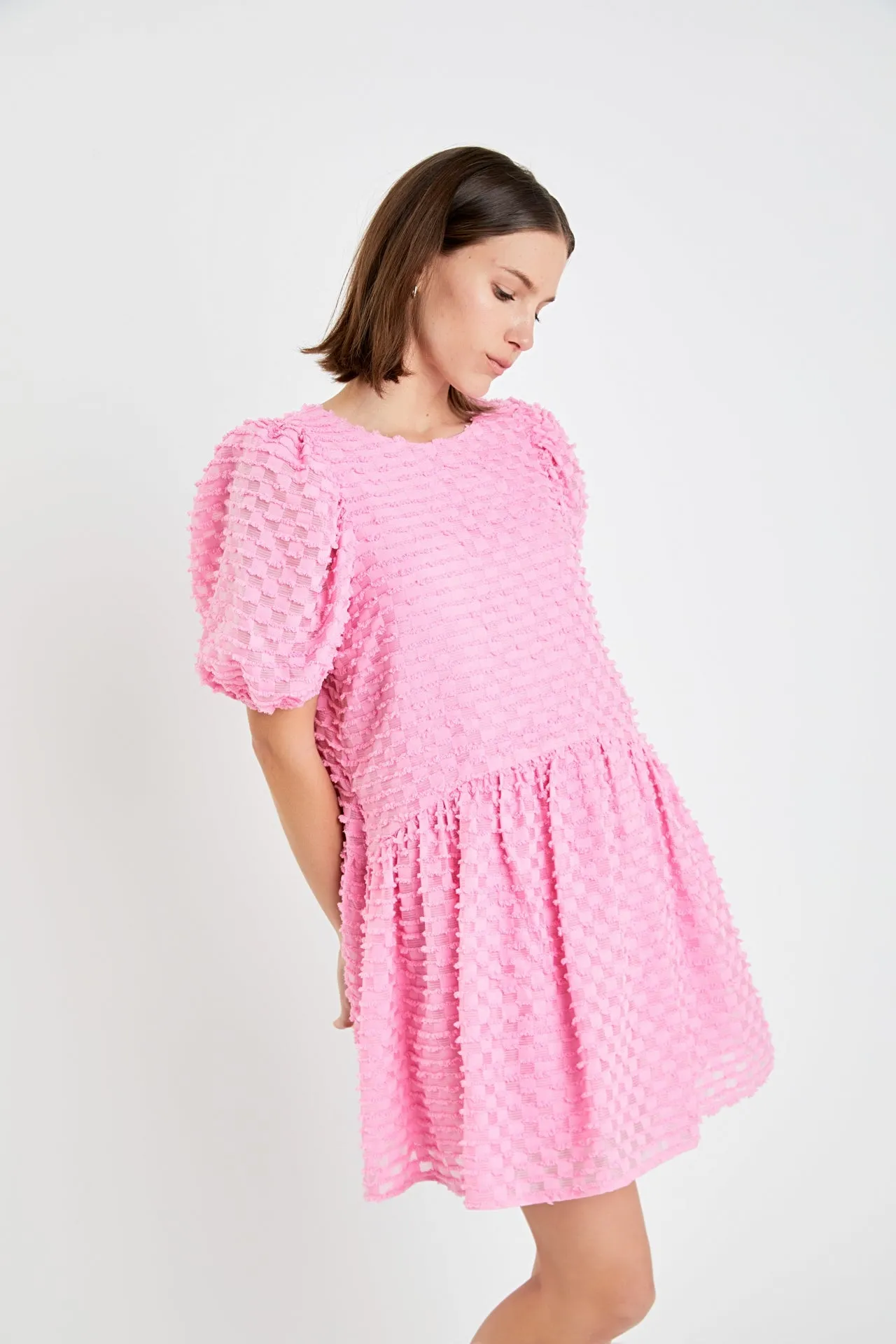 Check Baby Doll Mini Dress