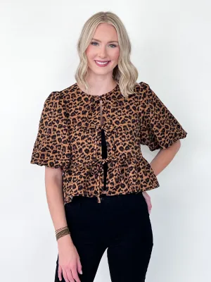 Chloe - Leopard Front Tie Top