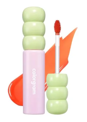 COLORGRAM Fruity Glass Tint 01 Flashing Apricot | Korean High Shine Lip Plumper | Glossy Dewy Lip Gloss with Apricot Coral Shade | Buildable, Blendable, Moisturizing, Long-Lasting | 0.11 Oz