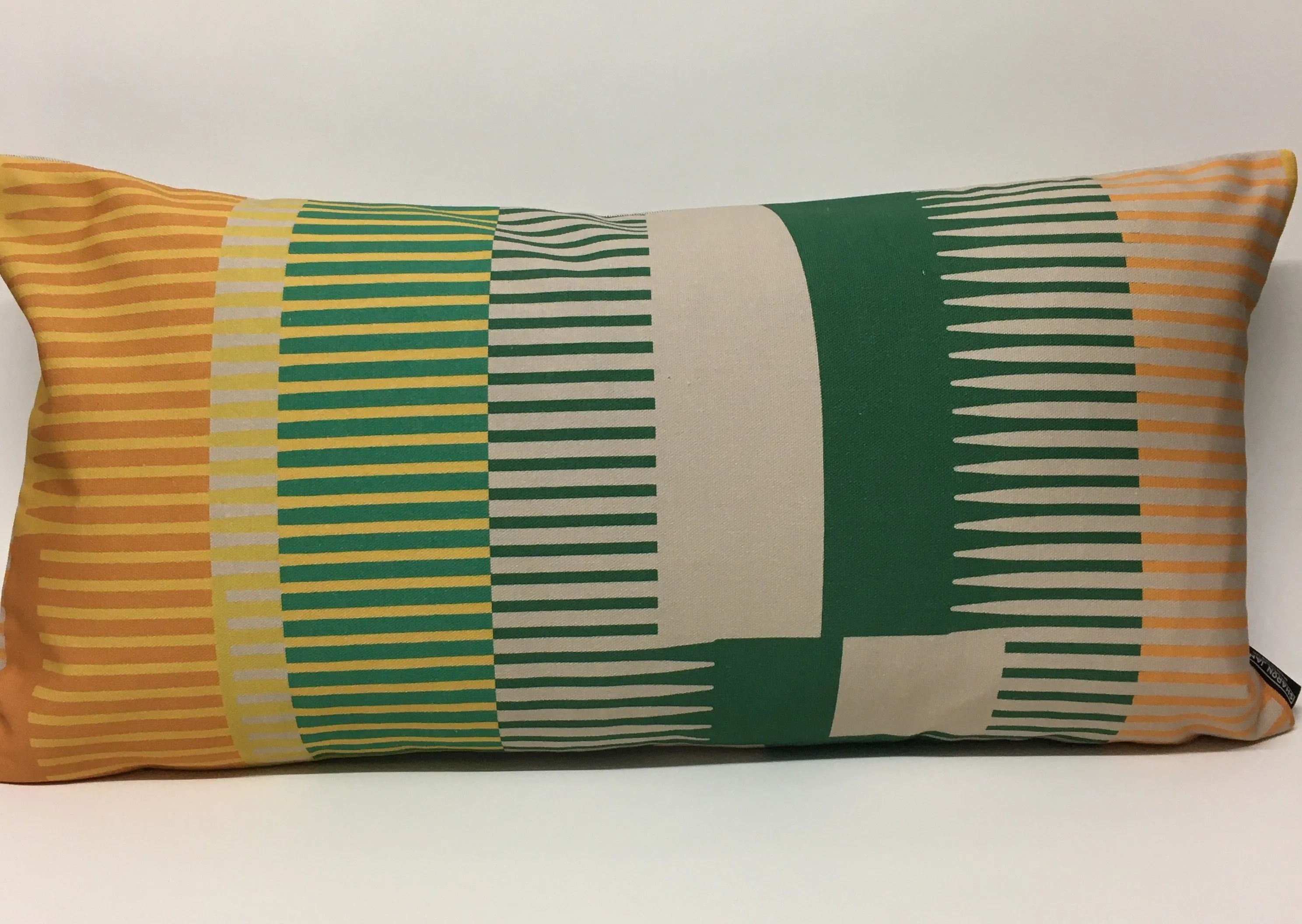 Combed Stripe Cushion - Bottle green, straw   mustard - Back in stock