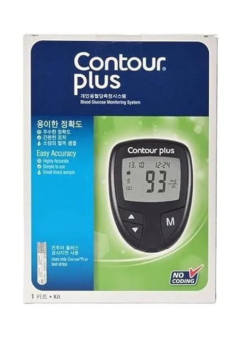 Contour Plus Blood Glucose Monitoring System with 25 Test Strips Kit
