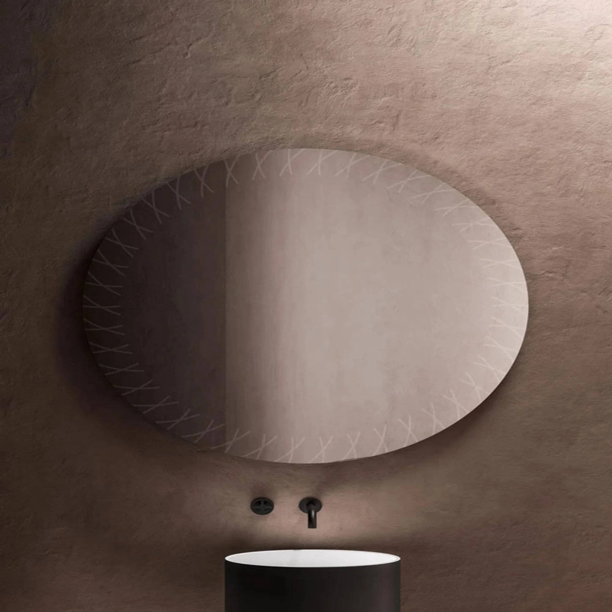 Cris Cross Designer Border Pattern LED Bathroom Mirror