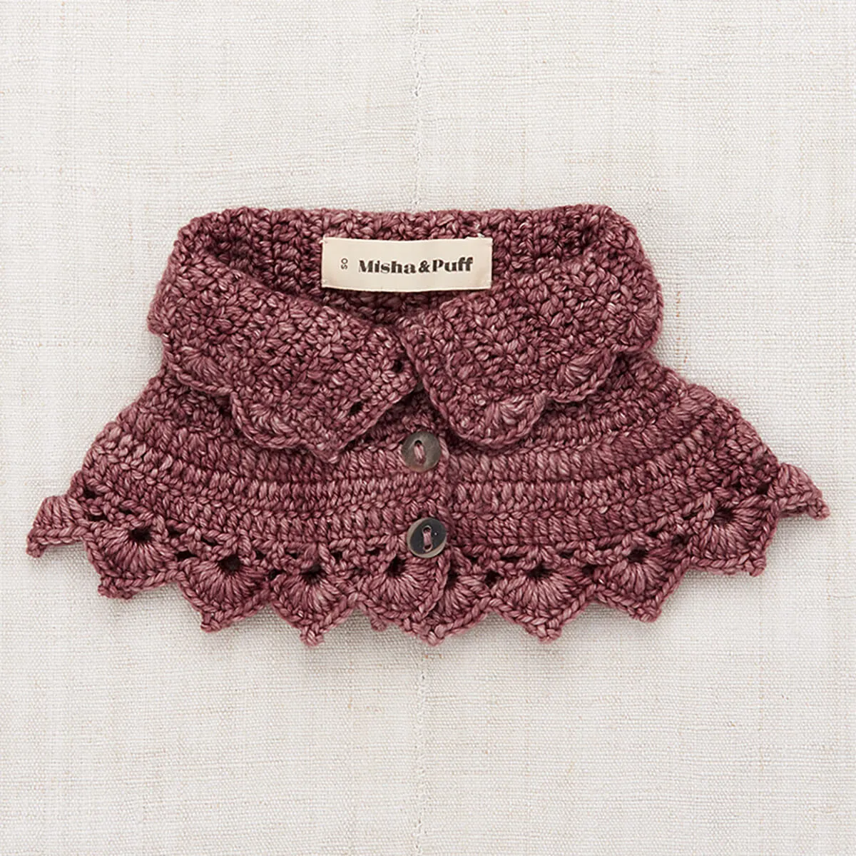 Crochet Button Collar in Plum by Misha & Puff