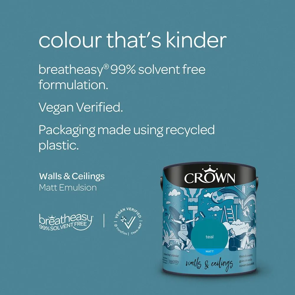 Crown Walls & Ceilings Matt Emulsion Paint | Teal