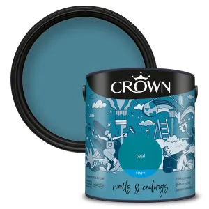 Crown Walls & Ceilings Matt Emulsion Paint | Teal