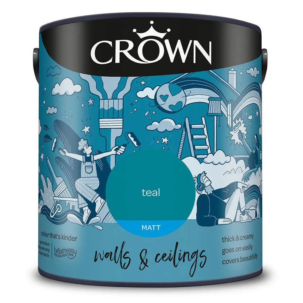 Crown Walls & Ceilings Matt Emulsion Paint | Teal