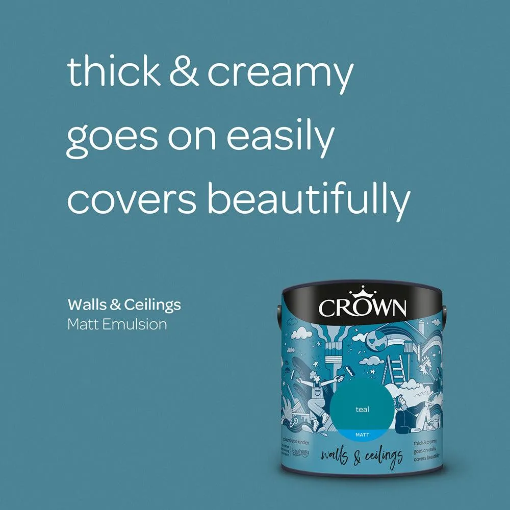 Crown Walls & Ceilings Matt Emulsion Paint | Teal