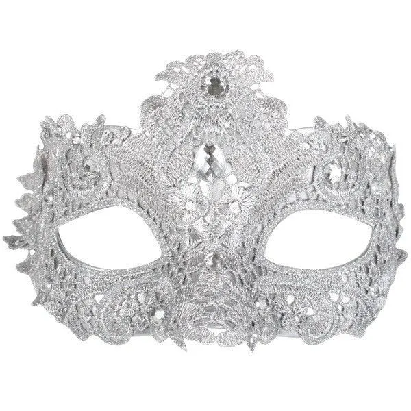 Crystal Lace Silver Eye Mask