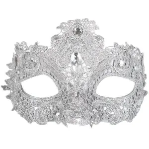 Crystal Lace Silver Eye Mask