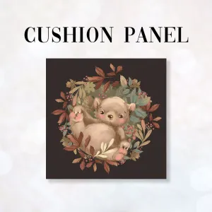 CUSHION Fabric Panel Autumn Bear Chocolate