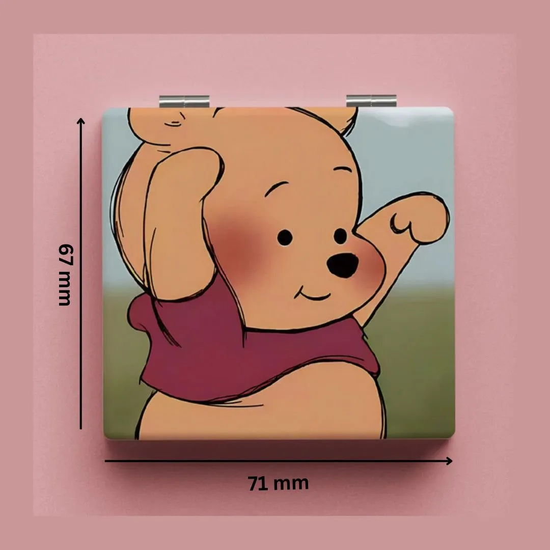Cute Pooh Pocket Mirror | Collectible Mirror with High Resolution Print