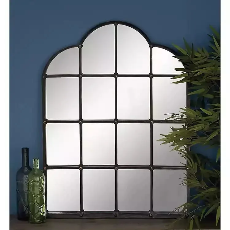 Dark Crown Frame Windowpane Mirror