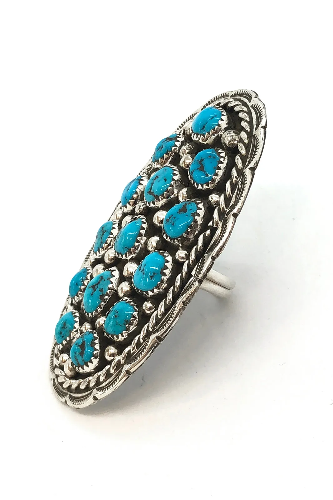 Darlene Begay Kingman Turquoise Cluster Ring (Size 8)
