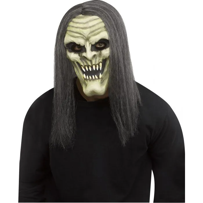 Demon Vampire Mask Green - Grey
