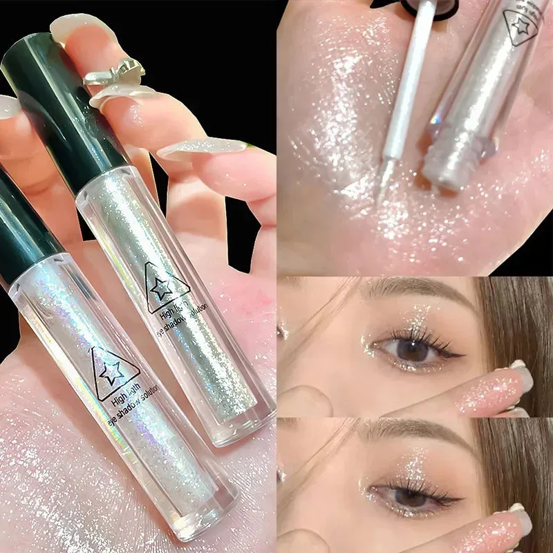 Diamond Glitter Liquid Eyeshadow Highlighter - Lying Silkworm, Shiny, Brightening Makeup. Waterproof and Long-Lasting Women's Beauty Tools.