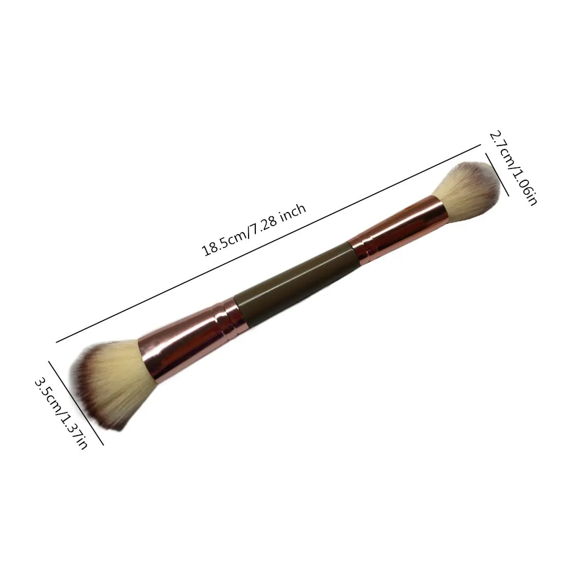 Double End Complexion Brush for Face Powder, Dual Ended Duo Makeup Blush Brush for Blending Liquid Foundation, Concealer Cream Cosmetic, Eye shadow brush (Rose Gold)