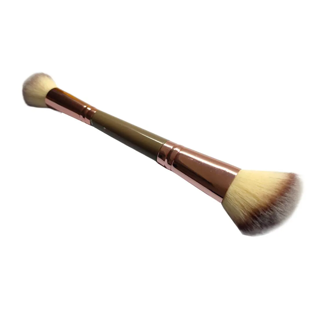 Double End Complexion Brush for Face Powder, Dual Ended Duo Makeup Blush Brush for Blending Liquid Foundation, Concealer Cream Cosmetic, Eye shadow brush (Rose Gold)