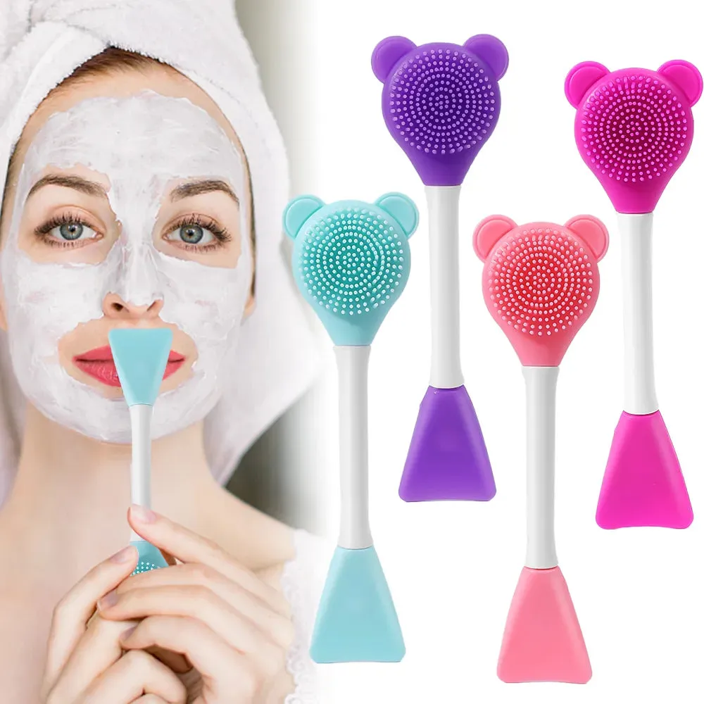 Double-Head Silicone Facial Mask Brush - Home Makeup Tool
