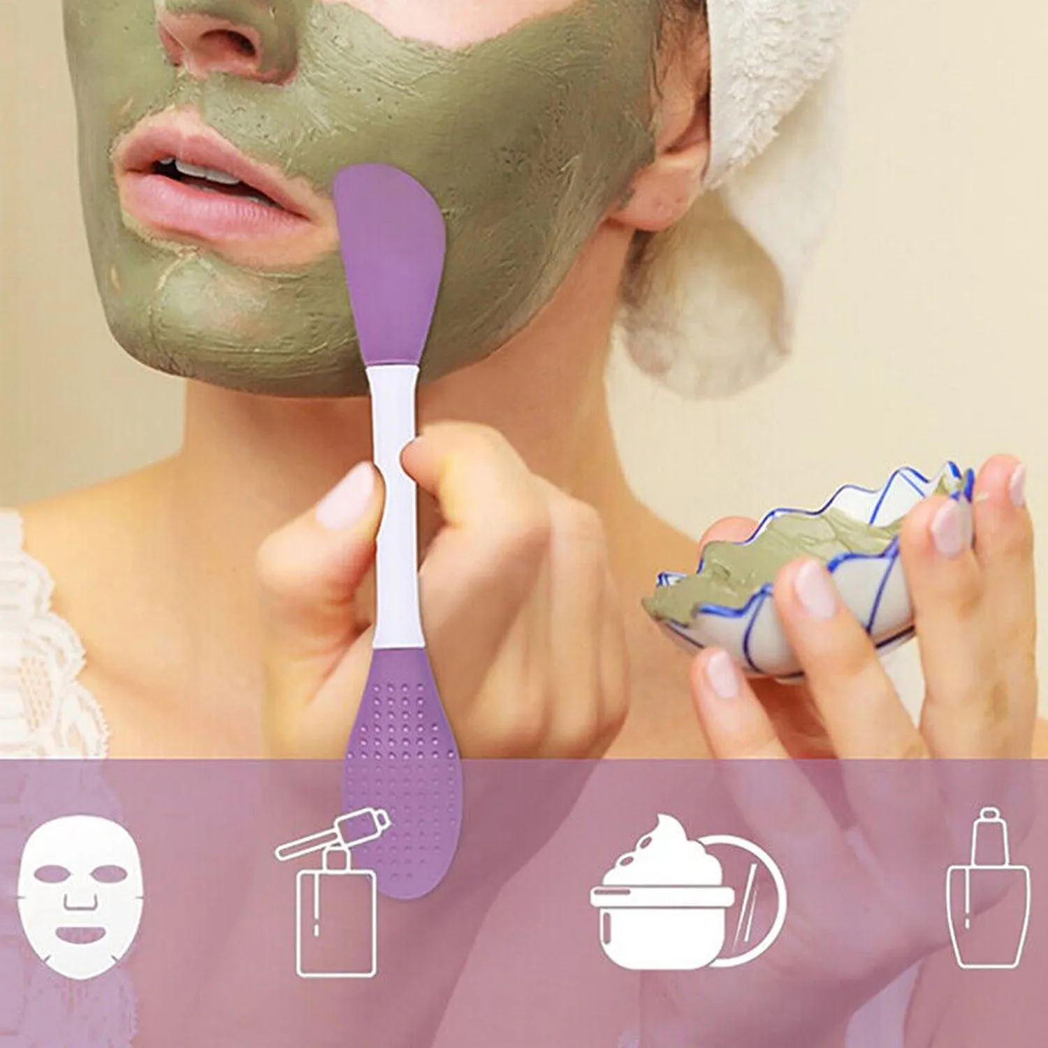 Double-Headed Silicone Mask Brush for Mud Masks