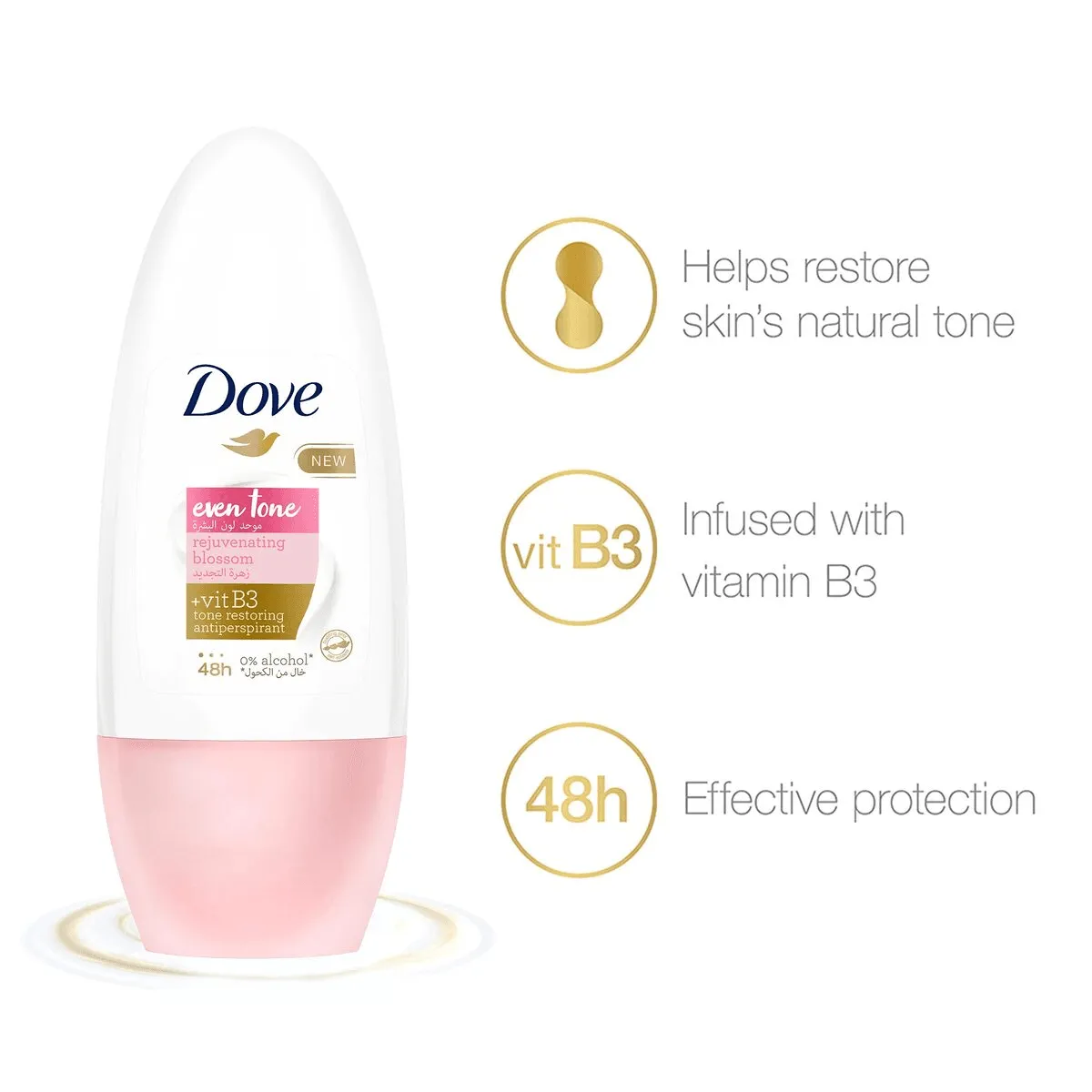 Dove Even Tone Rejuvenating Blossom Anti-Perspirant Deodorant Roll On - 50ml