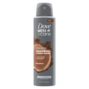 Dove Men Care Antiperspirant Deodorant Dry Spray, Cedarwood and Tonka Beans, 3.8 oz