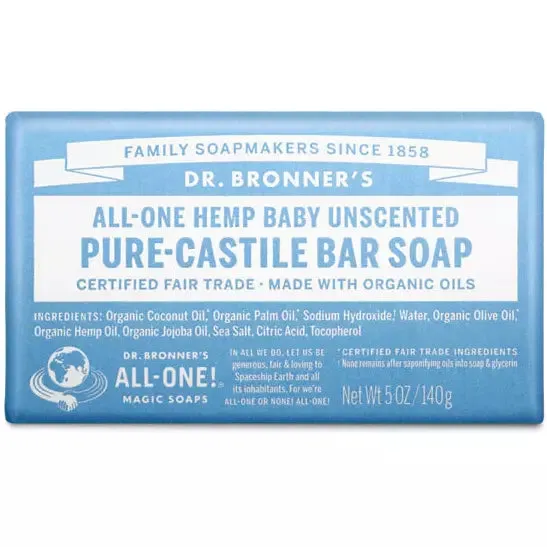 Dr. Bronner's Pure Castile Unscented Bar Soap