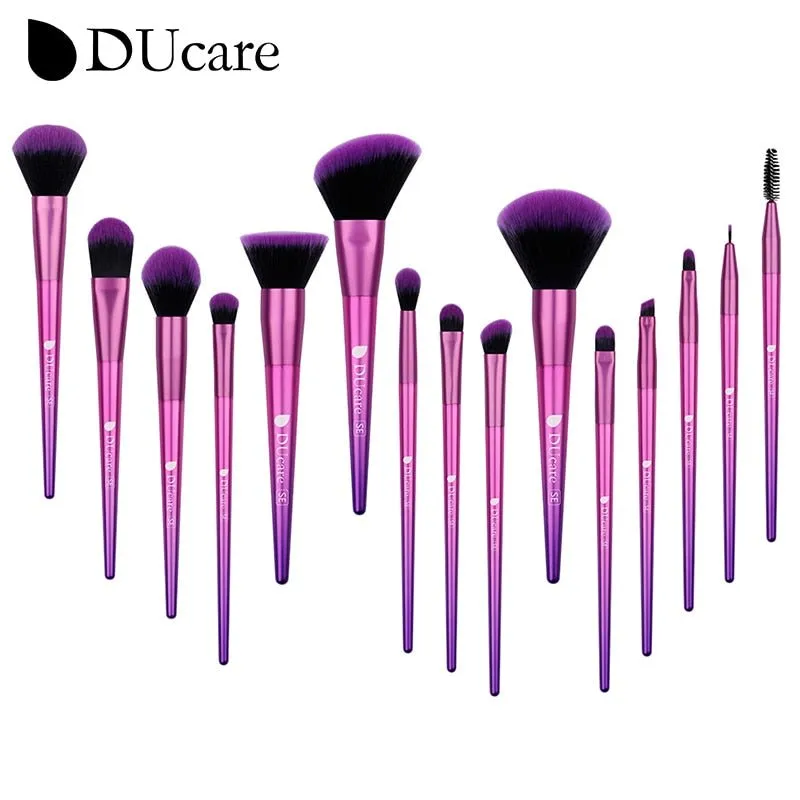 DUcare Makeup Brushes 15Pcs Rose Makeup Brush Set Synthetic Hair for Eyeshadow Eyeliner Foundation Powder Blush Makeup Cosmetic