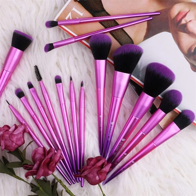 DUcare Makeup Brushes 15Pcs Rose Makeup Brush Set Synthetic Hair for Eyeshadow Eyeliner Foundation Powder Blush Makeup Cosmetic