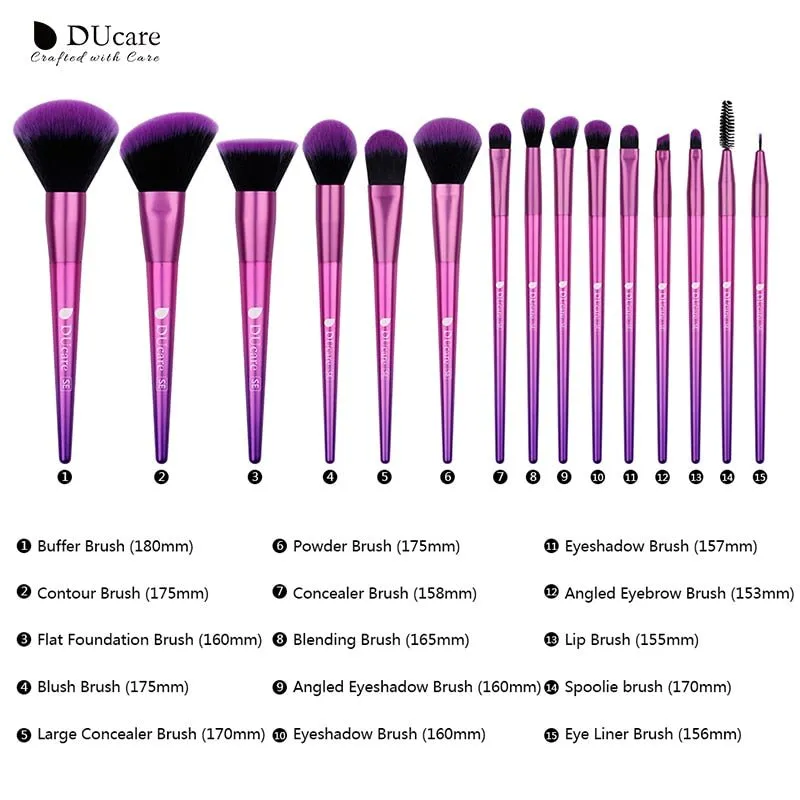 DUcare Makeup Brushes 15Pcs Rose Makeup Brush Set Synthetic Hair for Eyeshadow Eyeliner Foundation Powder Blush Makeup Cosmetic