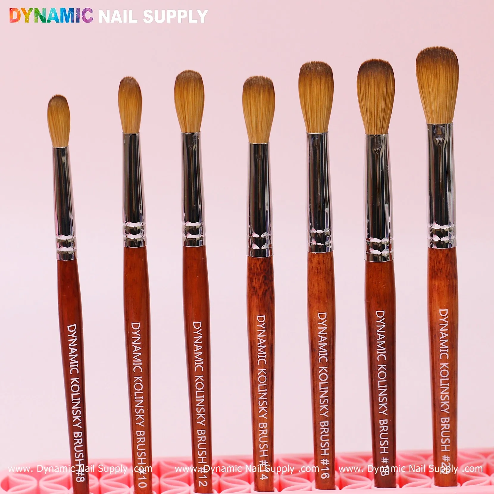 Dynamic 100% Kolinsky Hair Brush - Wooden Handle Brush (Crimped/ Flat/ Round) for Acrylic Nails Application