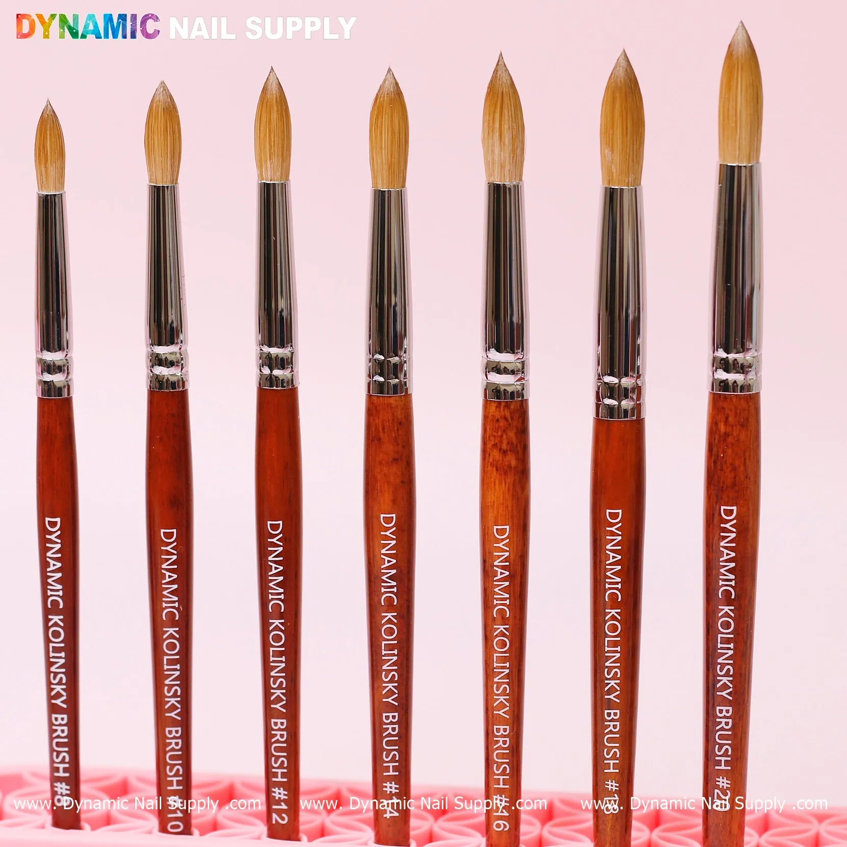 Dynamic 100% Kolinsky Hair Brush - Wooden Handle Brush (Crimped/ Flat/ Round) for Acrylic Nails Application