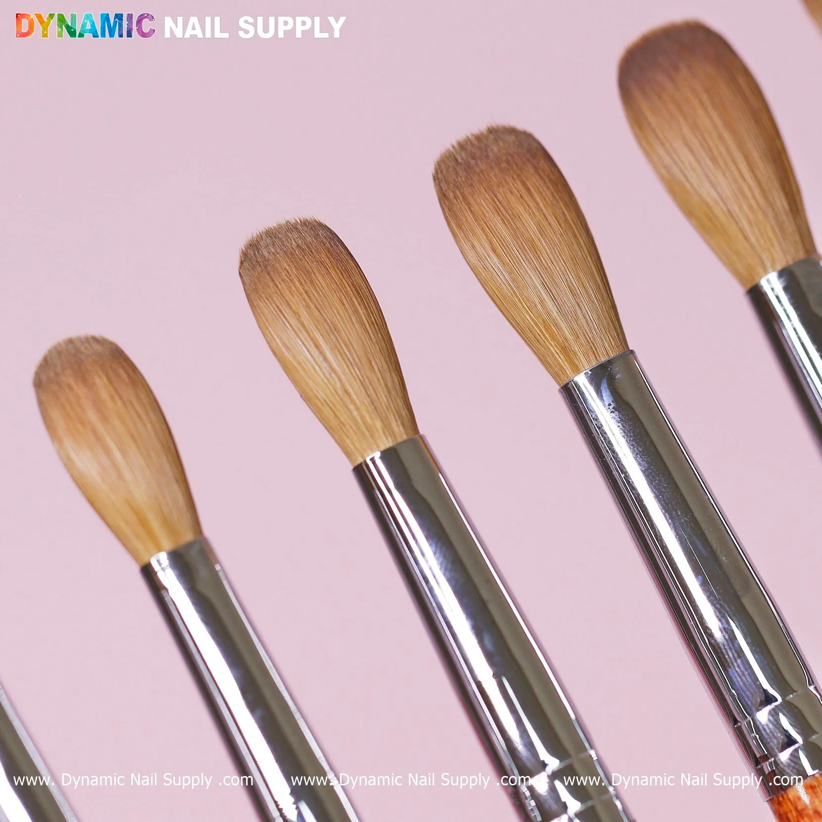Dynamic 100% Kolinsky Hair Brush - Wooden Handle Brush (Crimped/ Flat/ Round) for Acrylic Nails Application